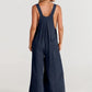 💝Mouwloze jumpsuit met wijde pijpen en zakken voor dames