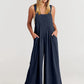 💝Mouwloze jumpsuit met wijde pijpen en zakken voor dames