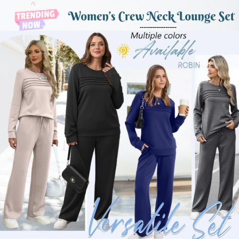 💥Uitverkoop 50% korting👗Dames top met ronde hals en broek met trekkoord