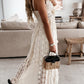 Jurk met veters en bandjes met V-hals