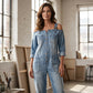 🔥Jumpsuit met open schouders, wijde pijpen en zakken