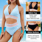💃High Waisted Tummy Control Color Block Bikini Sets