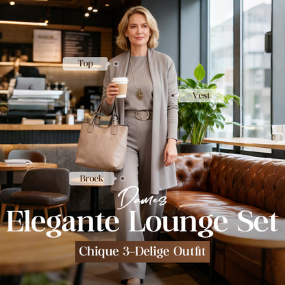 Elegant Lange Cardigan & Top & Broek 3-Delige Set