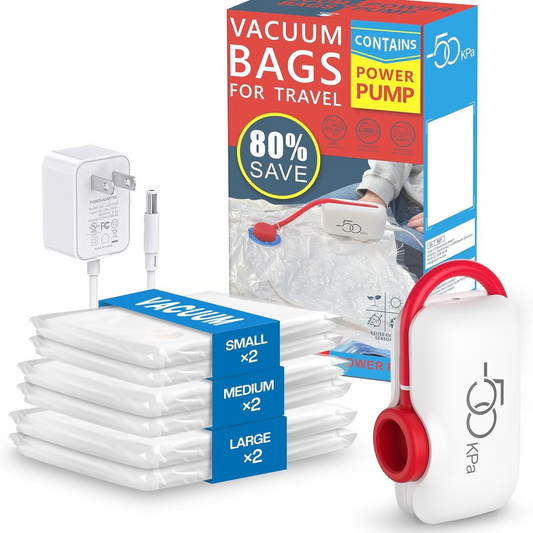 🔥6-delig USB elektrische vacuümpakket – Besparing van ruimte, reizen met weinig bagage!