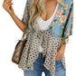 🟌 Bloemenprint kimono-vesten voor dames met ruches aan de mouwen, een strik en een losse, zwierige boho-stijl