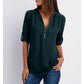 Blouses met losse 3/4 mouwen en ritssluiting in plus size