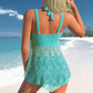 🏖️Hot Sale 50% korting💕 Dames tweedelig badpak: top met V-hals en kanten afwerking + boyshorts