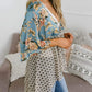 🟌 Bloemenprint kimono-vesten voor dames met ruches aan de mouwen, een strik en een losse, zwierige boho-stijl