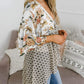 🟌 Bloemenprint kimono-vesten voor dames met ruches aan de mouwen, een strik en een losse, zwierige boho-stijl