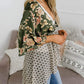 🟌 Bloemenprint kimono-vesten voor dames met ruches aan de mouwen, een strik en een losse, zwierige boho-stijl