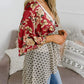 🟌 Bloemenprint kimono-vesten voor dames met ruches aan de mouwen, een strik en een losse, zwierige boho-stijl