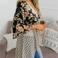 🟌 Bloemenprint kimono-vesten voor dames met ruches aan de mouwen, een strik en een losse, zwierige boho-stijl