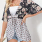 🟌 Bloemenprint kimono-vesten voor dames met ruches aan de mouwen, een strik en een losse, zwierige boho-stijl