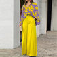 Dames Bloemen Overhemd en Wijde Broek Set