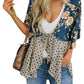 🟌 Bloemenprint kimono-vesten voor dames met ruches aan de mouwen, een strik en een losse, zwierige boho-stijl