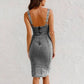 Verstelbare bandjes U-hals split denim bodycon cami-jurk