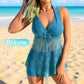 🏖️Hot Sale 50% korting💕 Dames tweedelig badpak: top met V-hals en kanten afwerking + boyshorts