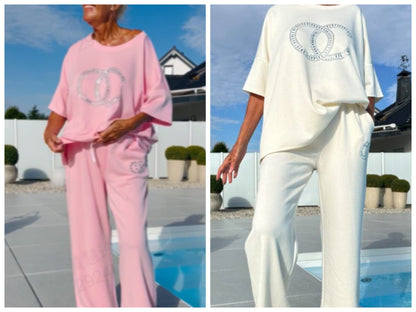 ⏳Beperkte aanbieding! ⏰Casual tweedelige set voor dames, effen top en losse broek