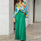 Dames Bloemen Overhemd en Wijde Broek Set