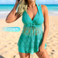 🏖️Hot Sale 50% korting💕 Dames tweedelig badpak: top met V-hals en kanten afwerking + boyshorts