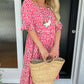 Midi-jurk met ronde hals en stippenprint