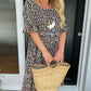Midi-jurk met ronde hals en stippenprint