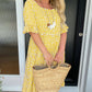 Midi-jurk met ronde hals en stippenprint