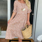 Midi-jurk met ronde hals en stippenprint