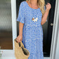 Midi-jurk met ronde hals en stippenprint