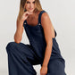 💝Mouwloze jumpsuit met wijde pijpen en zakken voor dames