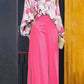 Dames Bloemen Overhemd en Wijde Broek Set