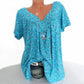 Zomer T-shirt met V-hals, losse korte mouwen en casual dames