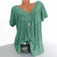 Zomer T-shirt met V-hals, losse korte mouwen en casual dames