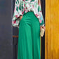 Dames Bloemen Overhemd en Wijde Broek Set