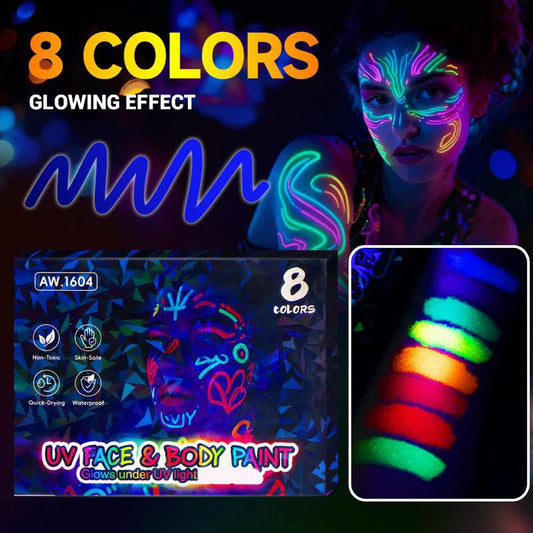 ⚡Meer dan 50.000 verkocht!🎁UV Glow gezichts- en lichaamsverfmarkers set