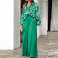 Dames Bloemen Overhemd en Wijde Broek Set