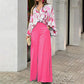 Dames Bloemen Overhemd en Wijde Broek Set