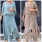 🎊Chiffon top + losse wijde broek, 2-delige set