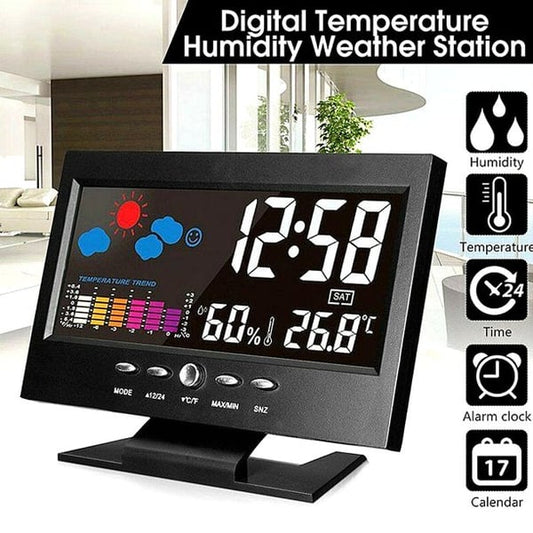 🎄Kerstuitverkoop 50% KORTING🔥Digitale LED Temperatuur Vochtigheidsmonitor Weersvoorspelling LED Tafelwekker🔥