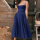 Mouwloze midi-jurk met corset-pasvorm