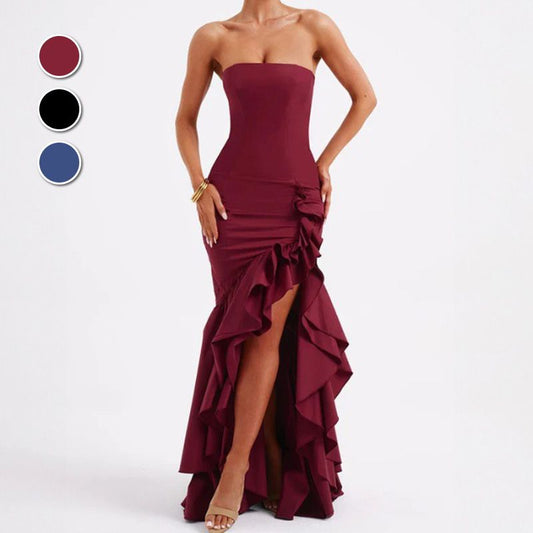Sexy strapless jurk met onregelmatige zoom voor dames 💃