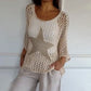 Damesmode Rond Hals Gebreide Visnet Top