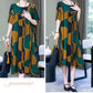 Dames Oversized Stijlvolle Print Jurk met Korte Mouwen en Zakken