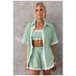 Dames Zomer Shirt Top Met Hoge Taille Shorts Casual 2-Delige Set