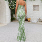 Promjurken met Fishtail zoom en bloemenprint
