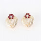 Elegante dames rood bloem bergkristal sieraden set