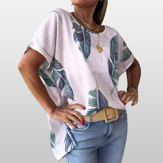 Dames Bat Sleeve Printed Loose Tops