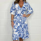 Dames Elegante V-hals Jurken met Botanische Prints