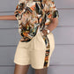 Trendy 2-delige set - T-shirt met korte mouwen en korte broek met print