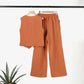 💕Effen kleur button-down vest en broek met wijde pijpen, 2-delige set voor dames